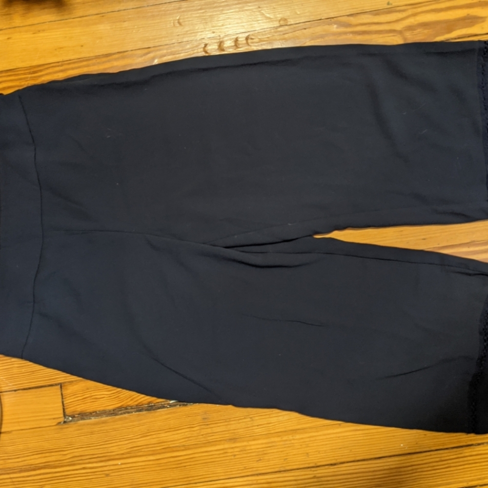 Navy blue high waisted wide leg crop trousers